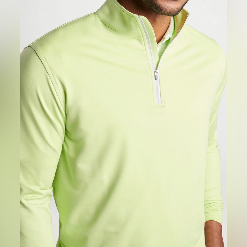 Peter Millar Spritzer Green Perth Melange Performance Quarter-Zip MF24EK40B Lime - Picture 3 of 5